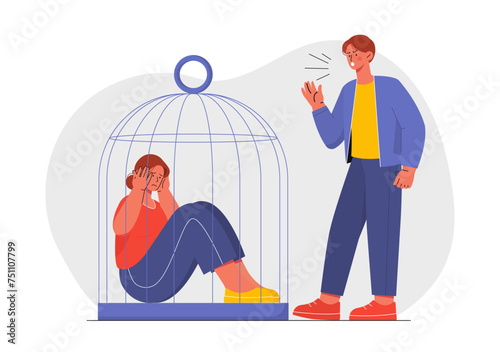 Woman with mental abuse vector
