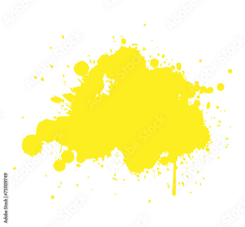 yellow watercolor paint round shape with liquid fluid isolated on transparent background for design elements