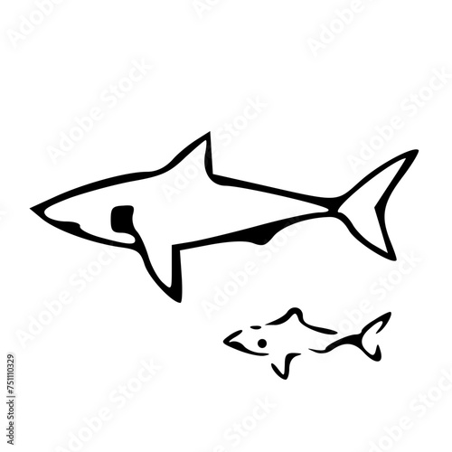 Sharks in Black and White. Generative AI 
