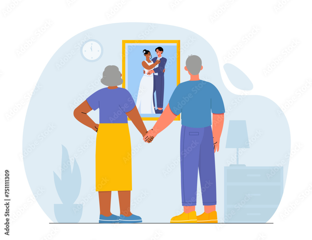 Elderly family happy together vector Elderly family happy together vector