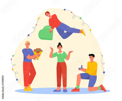Woman with male fans vector