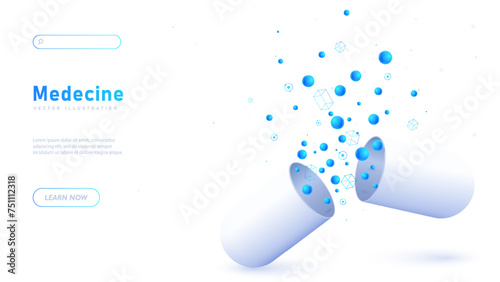 Medical pill white vector poster
