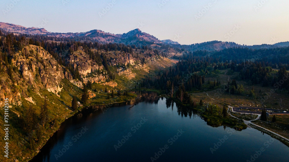 Aerial Summer View of Tony Grove in Lake Uinta-Wasatch-Cache National Forest Utah
