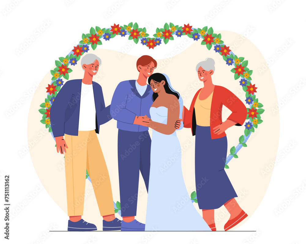 Obraz premium Newly married couple vector concept