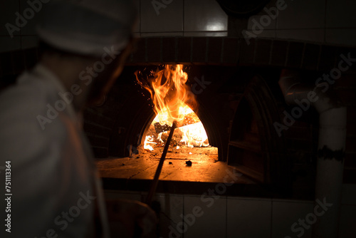 bake bread in the wood oven photo