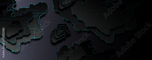 World map technology concept background image and high tech communication network
