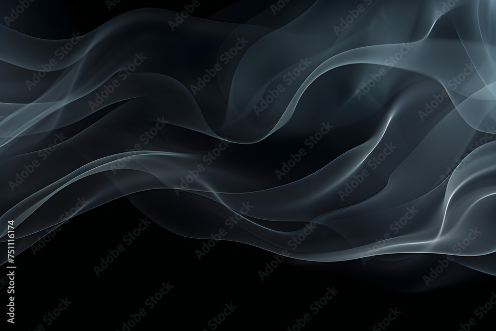Obraz premium close up of white steam smoke in mystical and fabulous forms on black background.Mocap for art generated by AI. 3D illustration