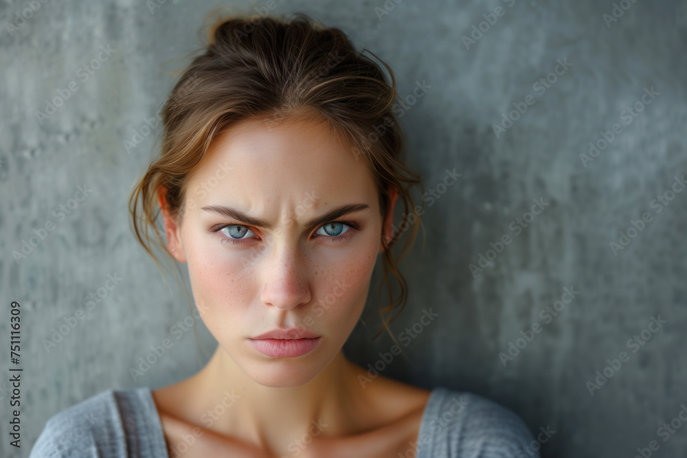 woman's portrait conveying controlled anger woman's portrait conveying controlled anger