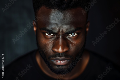 black man's portrait conveying controlled anger