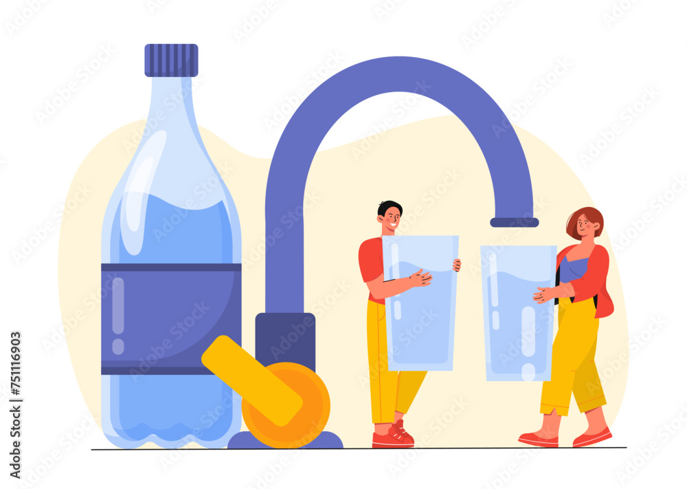People with water vector concept People with water vector concept