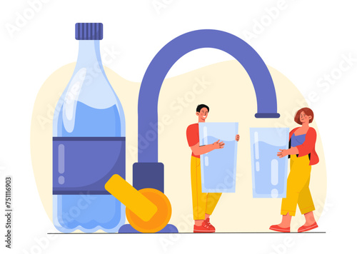 People with water vector concept