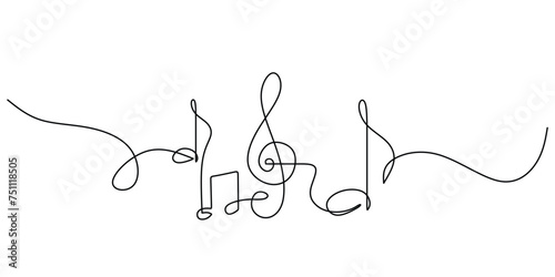 One line drawing abstract music note background. Line art hand drawn scribble hand drawn doodle sketch vector illustration.