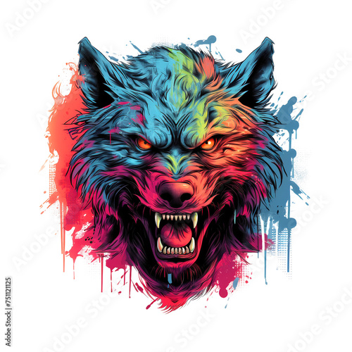 Wolf head on a clean background, Png for Sublimation Printing, T-shirt Design Clipart, DTF DTG Printing, Wild Animals, Illustration, Generative AI..