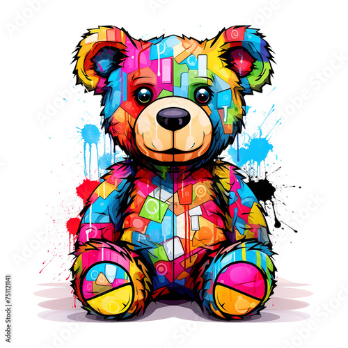 Painting of Teddy Bear designs on a clean background, Png for Sublimation Printing, T-shirt Design Clipart, DTF DTG Printing, Toy, Animals, Illustration, Generative AI..