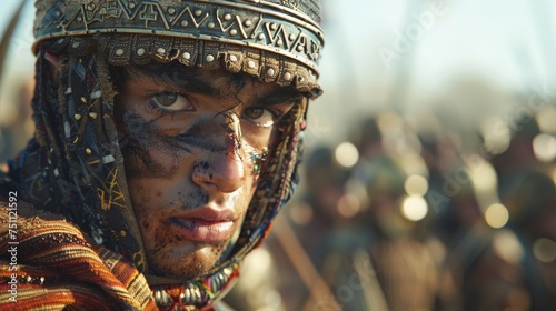 A young Akkadian soldier eagerly awaits his first taste of battle eager to prove himself to his fellow warriors. photo