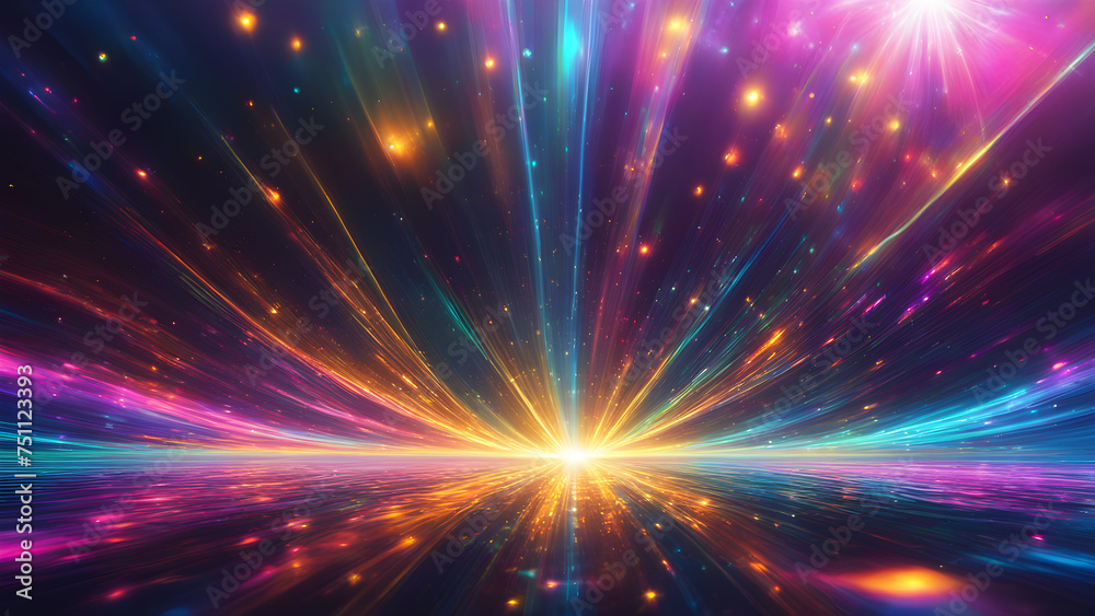 Fototapeta premium hologram-effect-capturing-the-dance-of-sparkling-lights-background-pulsating-with-rainbow-hues