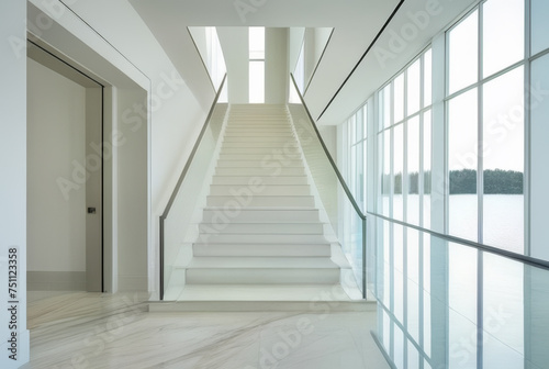 interior of new luxury house, staircase view from the second floor © Steve