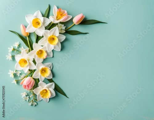 spring-themed-floral-frame-encompassing-the-borders-of-a-minimalist-backdrop-pastel-tones-soft © HYOJEONG