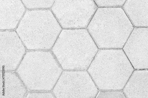 Block concrete floor grey texture with hexagon shape pattern top view background