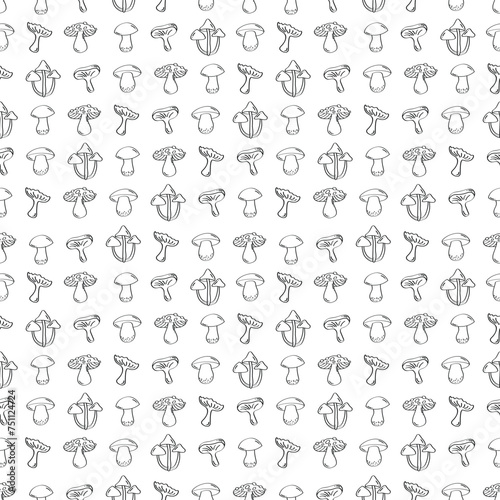Hand Drawn Seamless Pattern Mushroom