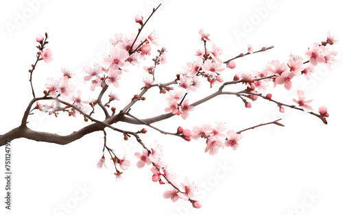 Sakura branches on white background,created with Generative AI tecnology. © henvryfo