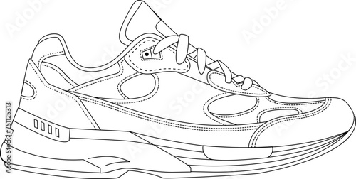 sneaker outline illustration vector