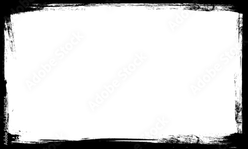 black stroke grunge border frame empty background picture template
