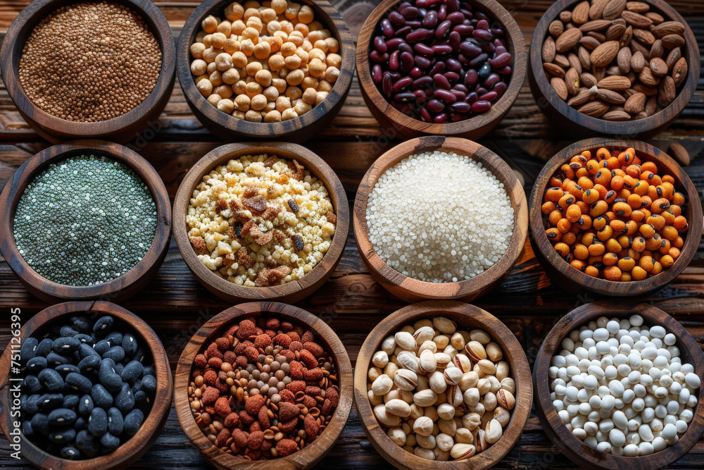 A variety of healthy snack options, like nuts, seeds, and dried fruits. ai generative A variety of healthy snack options, like nuts, seeds, and dried fruits. ai generative