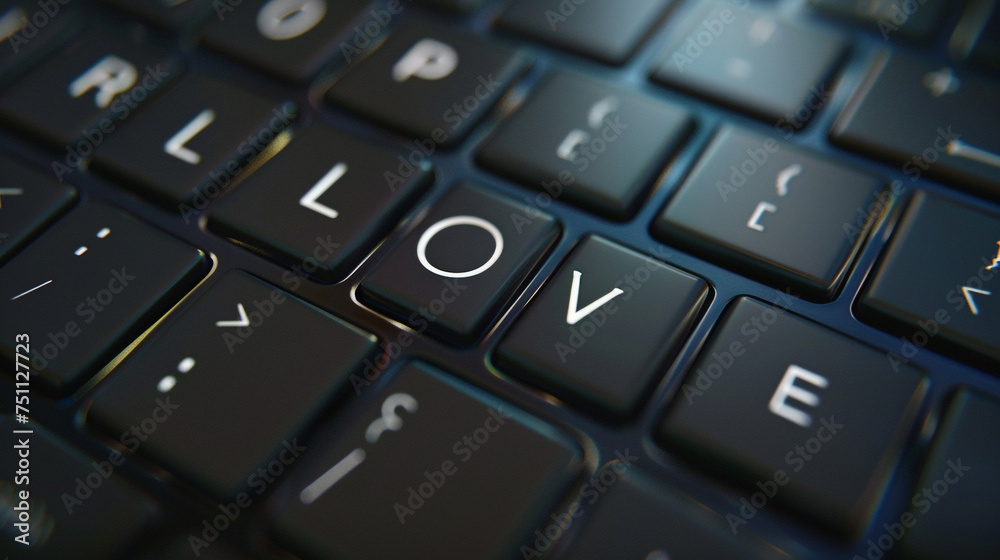 the text LOVE on laptop keyboard space button hyper-realistics the text LOVE on laptop keyboard space button hyper-realistics