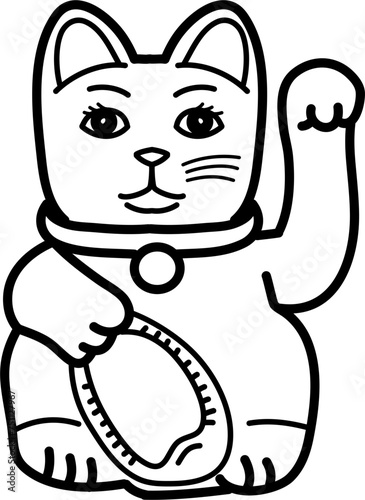 Maneki Neko Outline Illustration