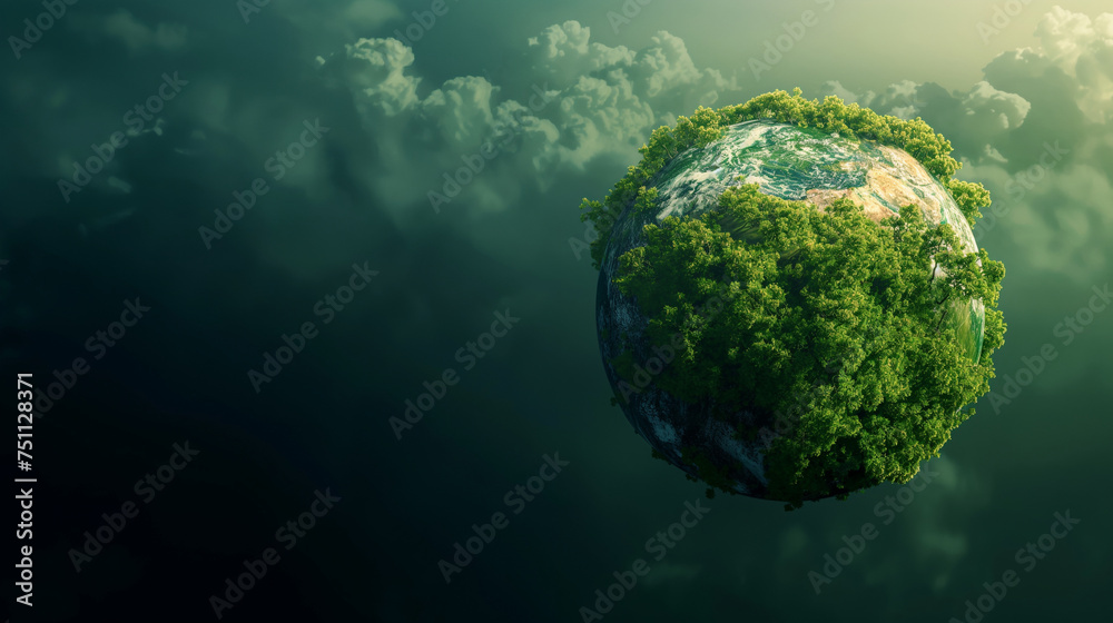 Fototapeta premium Verdant Earth. A Greenery-Adorned Planet. Generative AI.