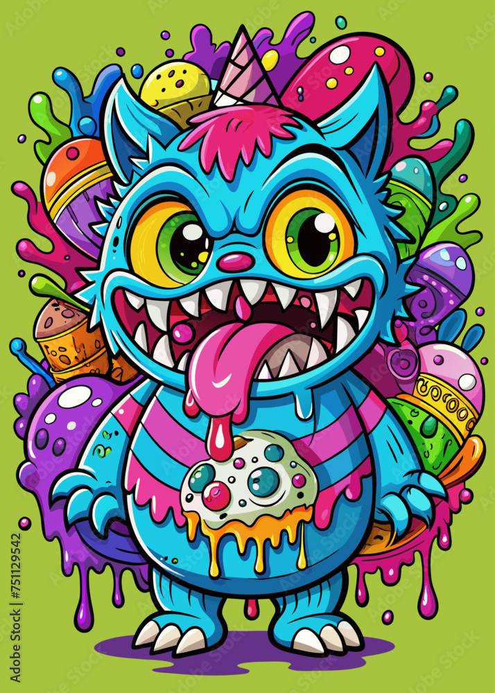Mini Sweet Monsters Coloring Page Style Graffiti (11)