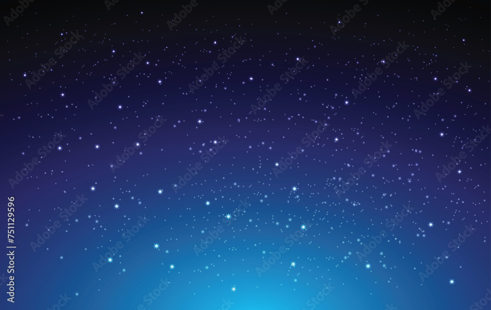 Night shining starry sky, blue space background with stars, cosmos