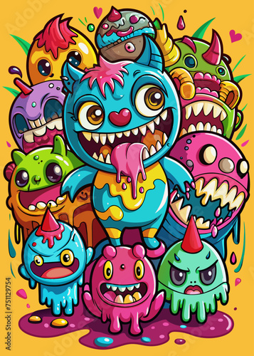 Mini Sweet Monsters Coloring Page Style Graffiti (12)