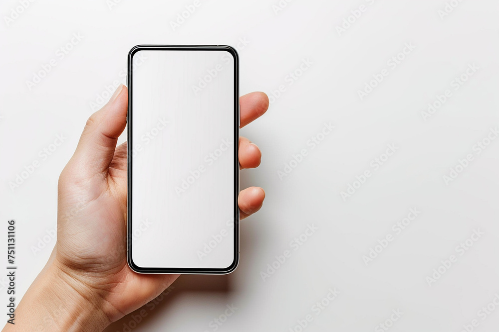 Smartphone Mockup on Hand created with Generative AI Smartphone Mockup on Hand created with Generative AI