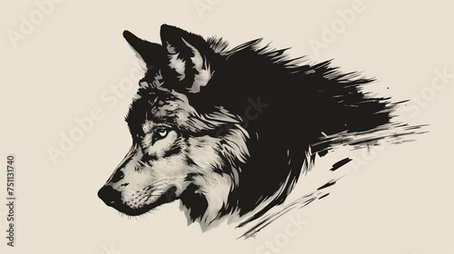 Artistic black and white wolf portrait. © RISHAD