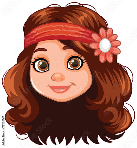 Vector illustration of a smiling girl with a headband.