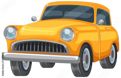 Brightly colored vintage car in vector style