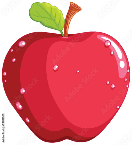 A vibrant red apple with water droplets.