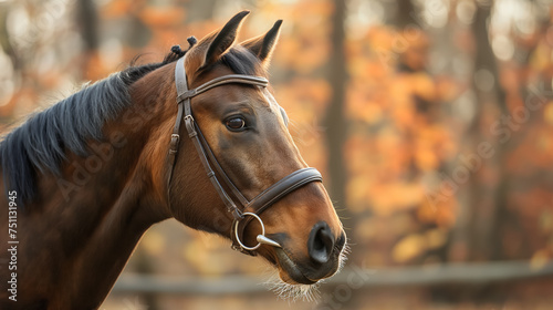Elegant horse with autumn background.
