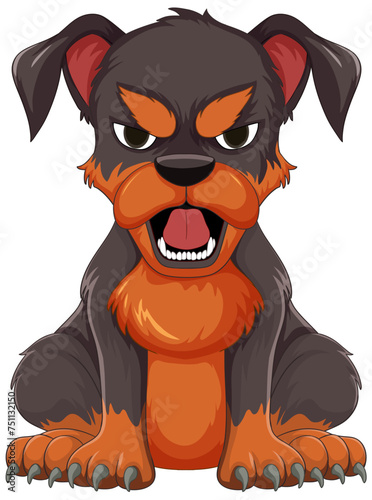 Angry cartoon dog with a menacing expression.
