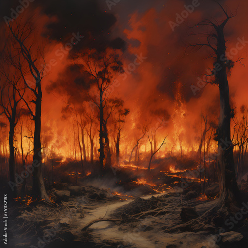 Wildfire: Nature's Destructive Beauty - Unleashed Fury of Flaming Forest