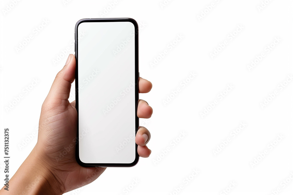 Smartphone Mockup on Hand created with Generative AI Smartphone Mockup on Hand created with Generative AI