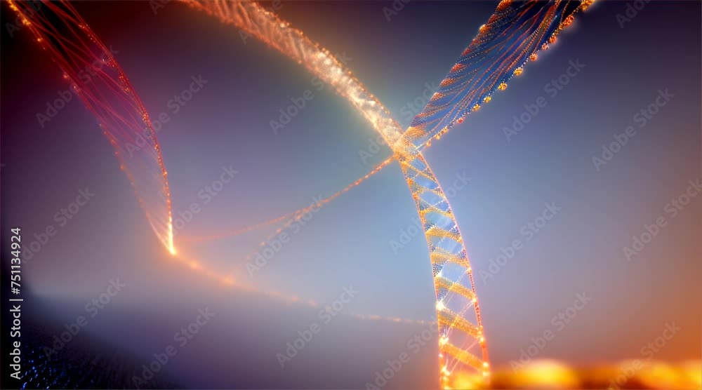 DNA Helix on Black Background with DNA Structure. 3D render of a ...