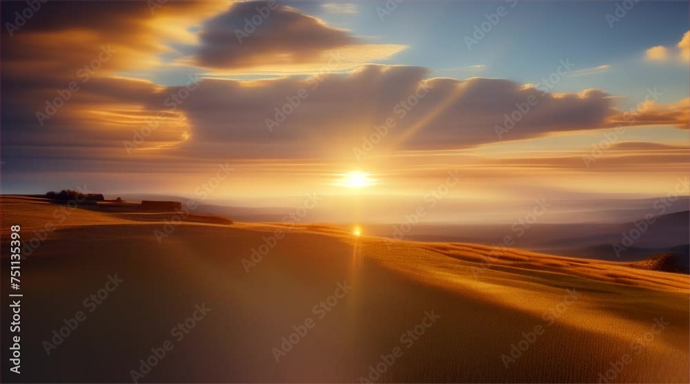 Desert road meets the fiery sky at sunset, casting a breathtaking orange hue over the landscape Desert road meets the fiery sky at sunset, casting a breathtaking orange hue over the landscape