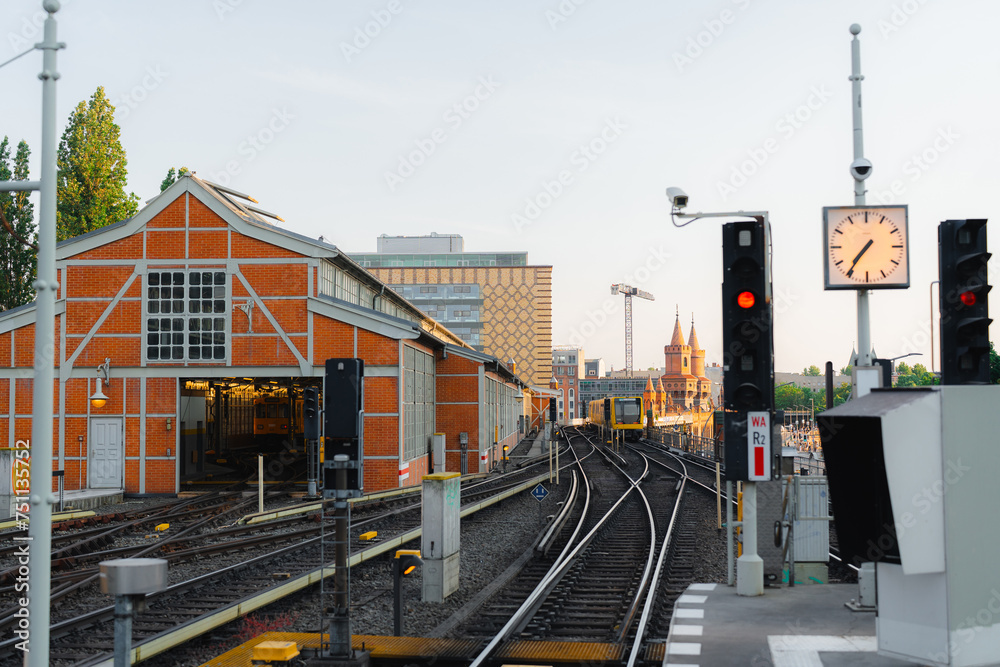 U-Bahn Warschauer Straße lit with dusk light U-Bahn Warschauer Straße lit with dusk light