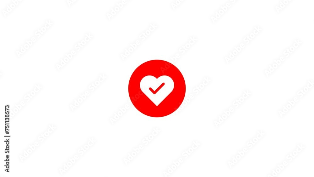 circle heart icon with animated check mark on white background. 4K video circle heart icon with animated check mark on white background. 4K video