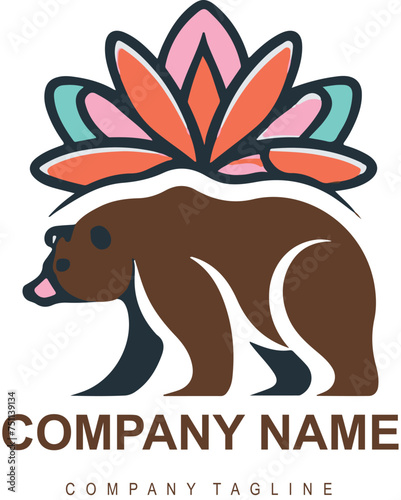 Vector minimalist bear logo design for a fictitious brand named lorem ipsum