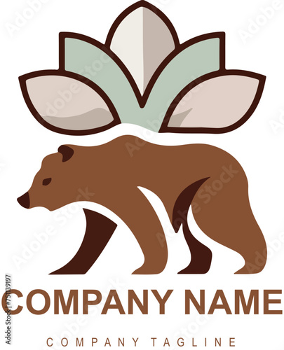 Vector minimalist bear logo design for a fictitious brand named lorem ipsum
