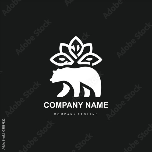 Vector minimalist bear logo design for a fictitious brand named lorem ipsum